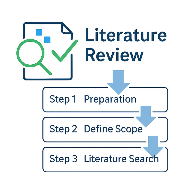 Schaubild: Systematische Literaturanalyse in sechs Schritten